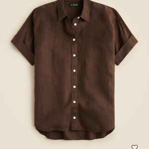 J. Crew Dark Brown Capitaine shirt in Baird McNutt Irish linen
Size medium